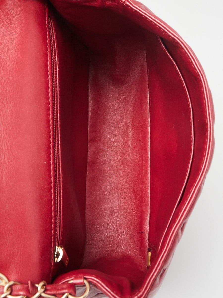 Chanel Red Quilted Cross Stitch Leather Small Coco Handle Bag