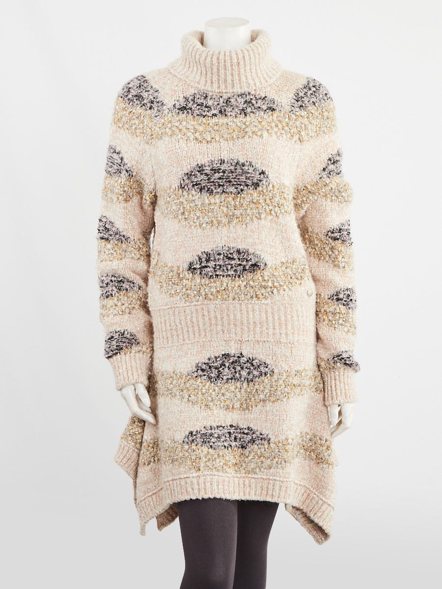 Chanel Multicolor Striped Knit Fabric Sweater Dress Size 6