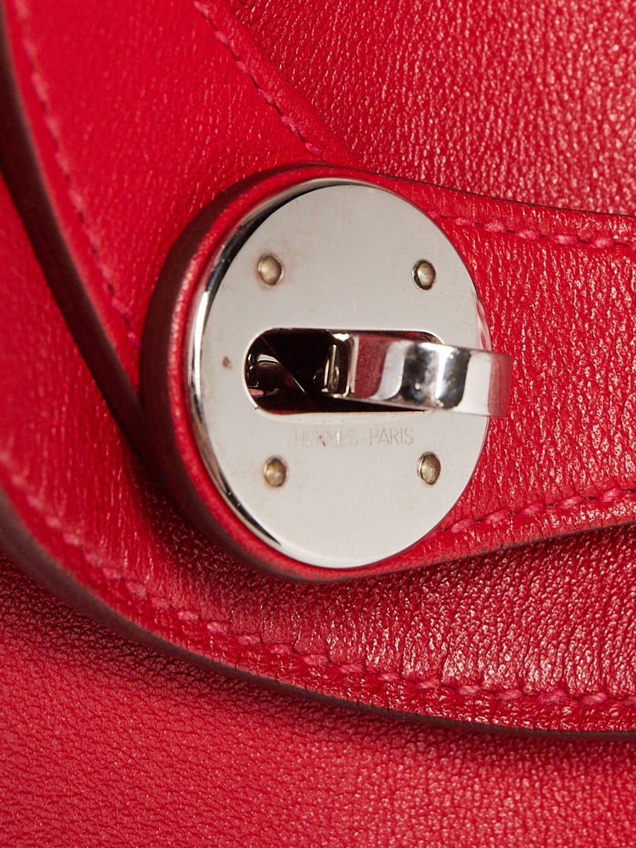 Hermes 26cm Rouge Piment Swift Leather Palladium Plated Lindy Bag
