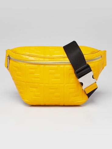 Fendi Yellow Leather Embossed FF Belt Bag - 7VA434