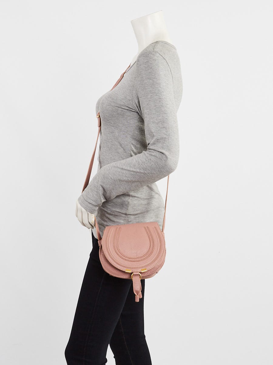 Chloe Pink Pebbled Leather Marcie Mini Crossbody Bag