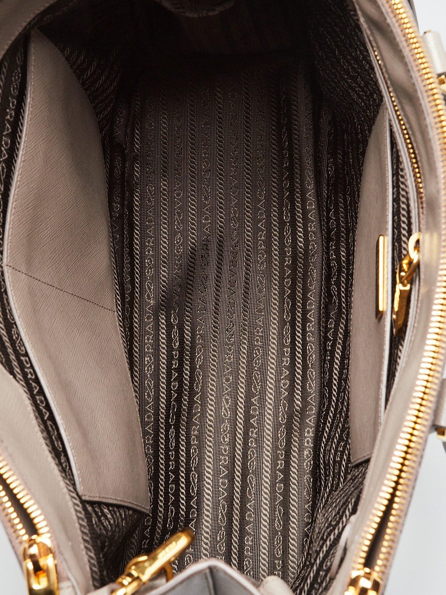 Prada Argilla Saffiano Leather Medium Double Zip Tote Bag BN2274