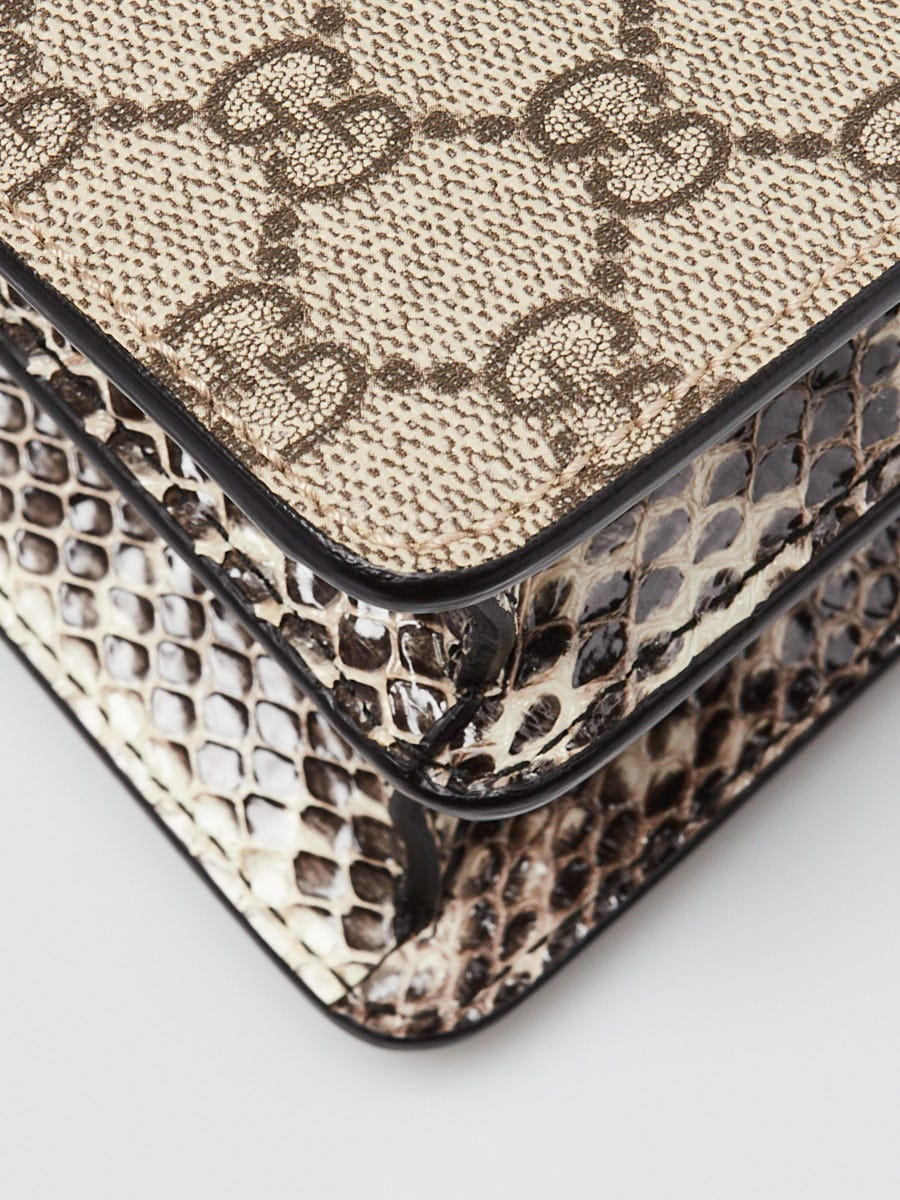 Gucci Beige GG Supreme Coated Canvas and Python Embroidered