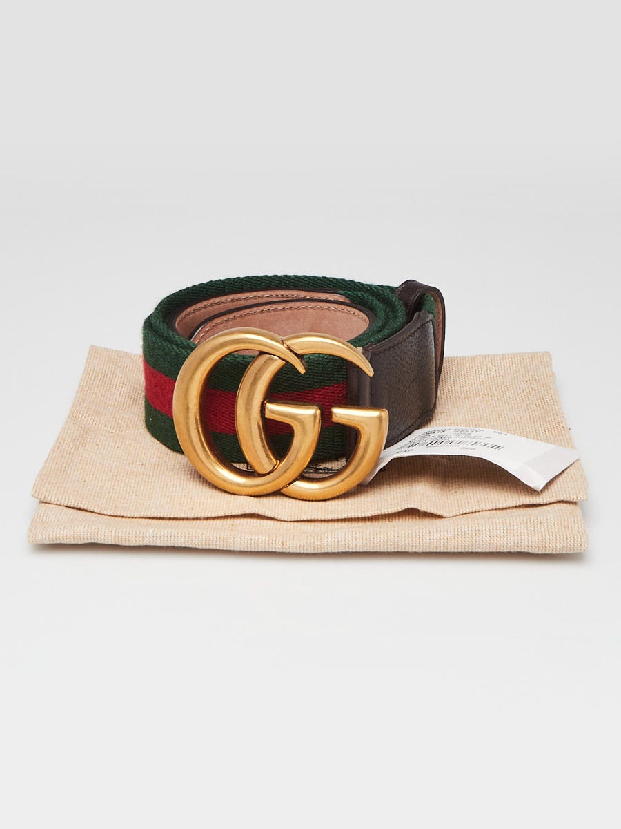 Gucci Green/Red Canvas Web Double G Belt Size 105/42  display picture 3