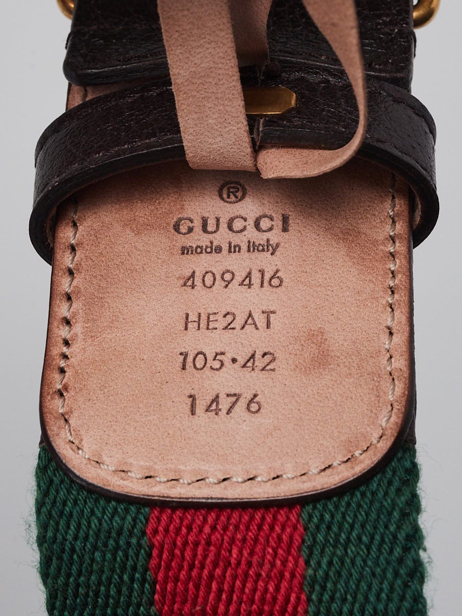 Gucci Green/Red Canvas Web Double G Belt Size 105/42 | Yoogi's Closet