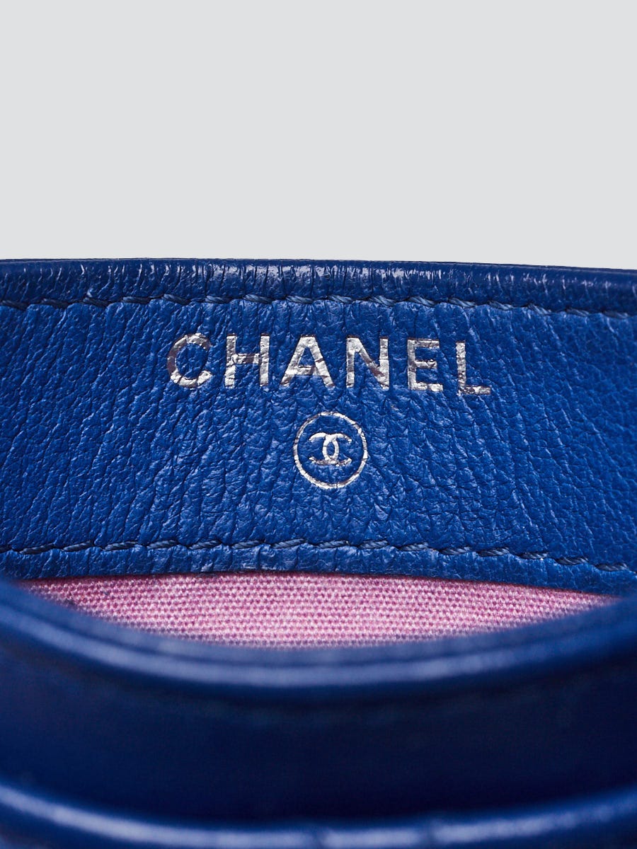 Chanel Blue Quilted Lambskin Leather CC Card Holder
