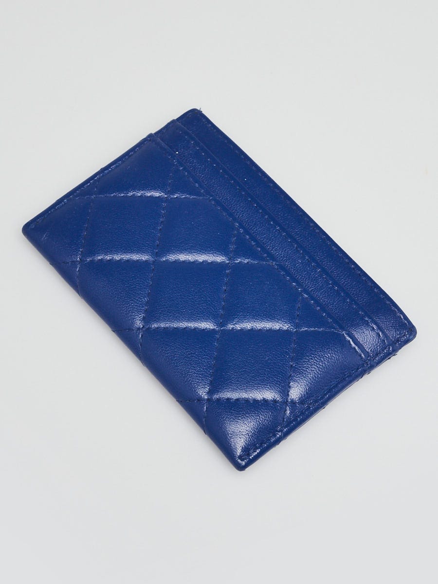 Chanel Blue Quilted Lambskin Leather CC Card Holder