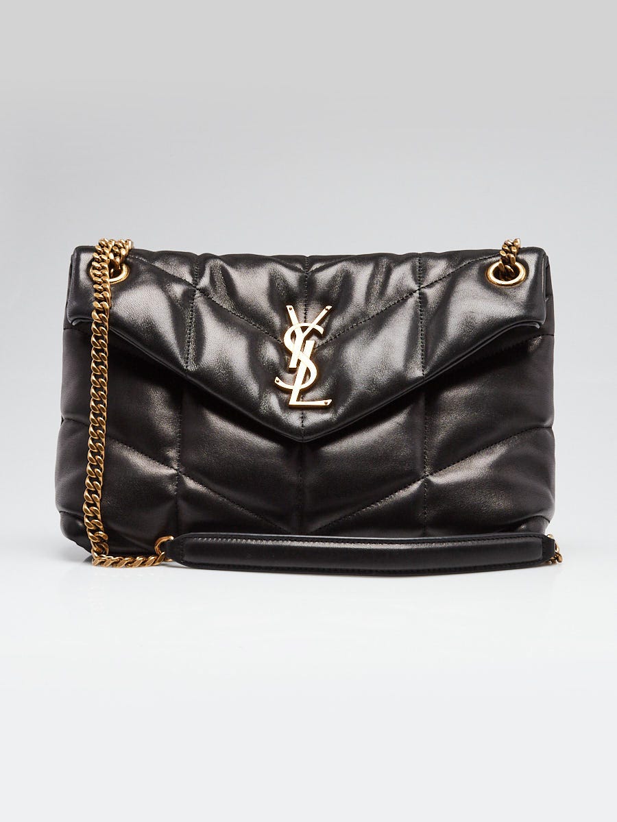 YSL Loulou Puffer Quilted Bag White Silver Lambskin 338859