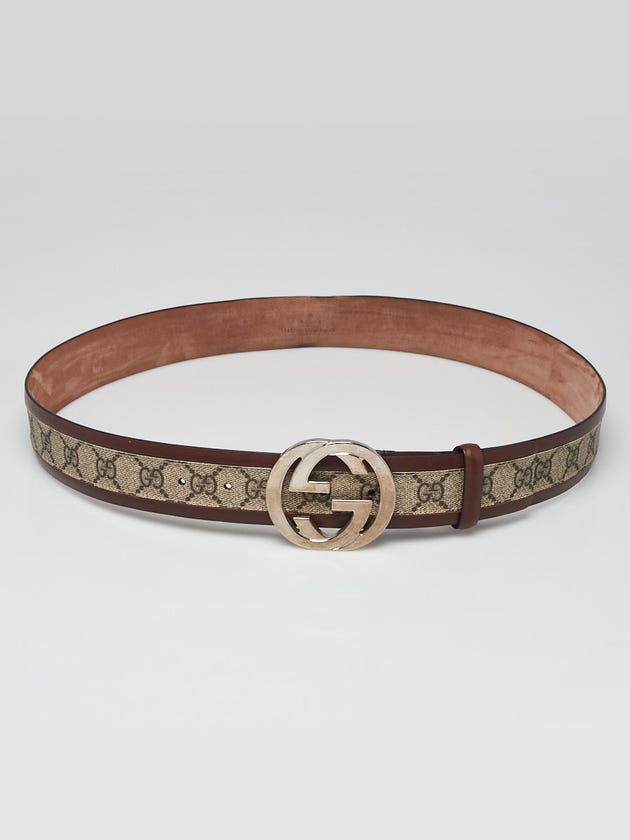 Gucci Beige/Brown GG Coated Canvas Belt w/ Interlocking GG Buckle Size 100/40