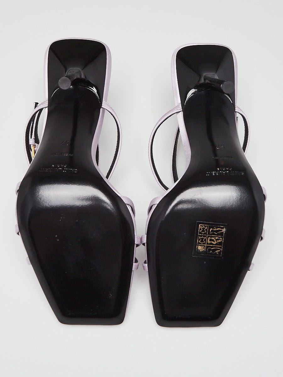 Yves Saint Laurent Grey Satin Baliqua 105 Sandals Size 6.5/37