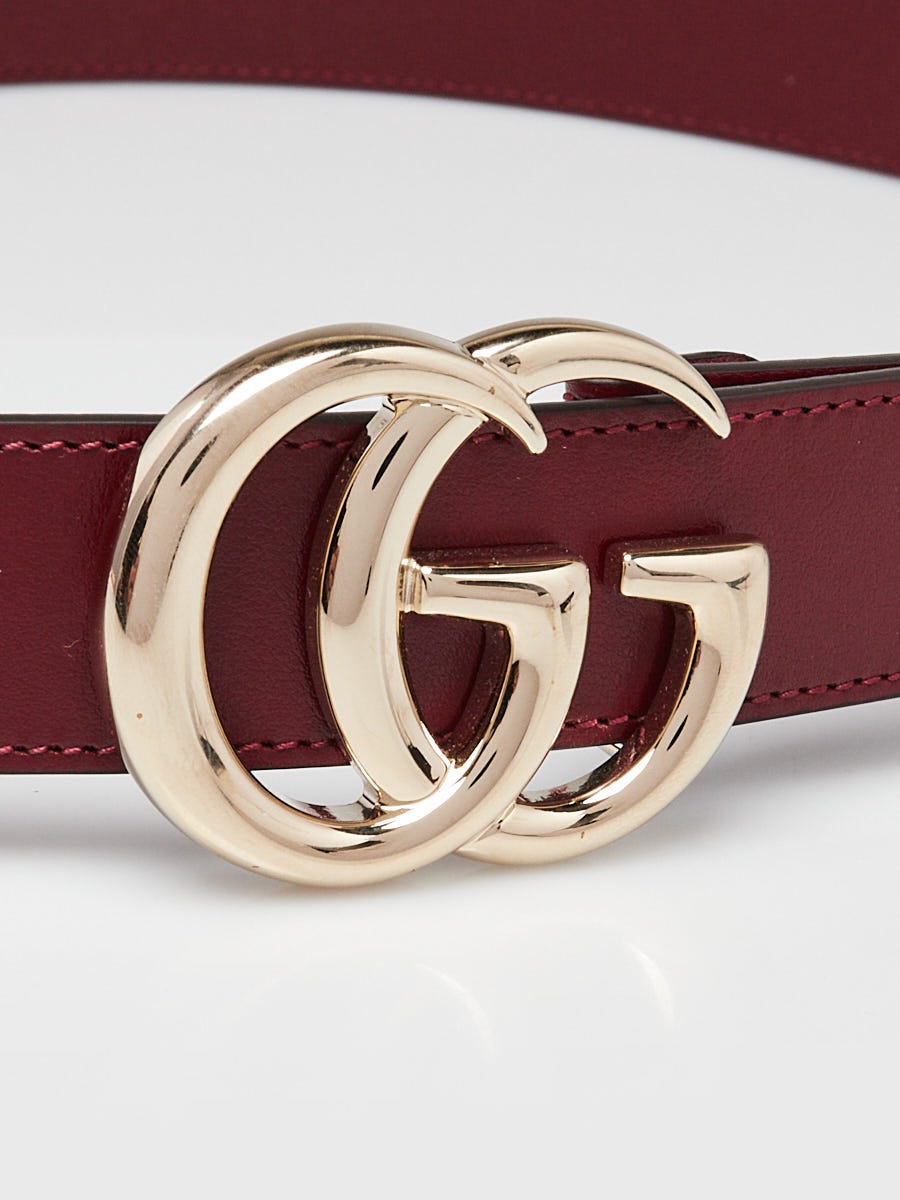 Gucci Red Leather Double G Thin Belt Size 85/34 | Yoogi display picture 2
