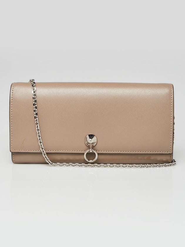 Fendi Beige Leather Studded Continental Wallet On Chain 8M0365