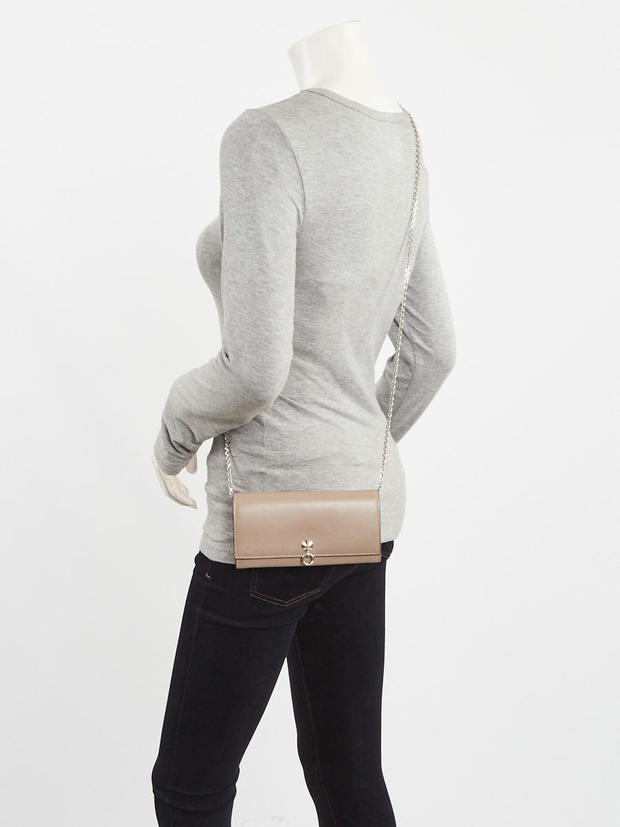 Fendi Beige Leather Studded Continental Wallet On Chain 8M0365