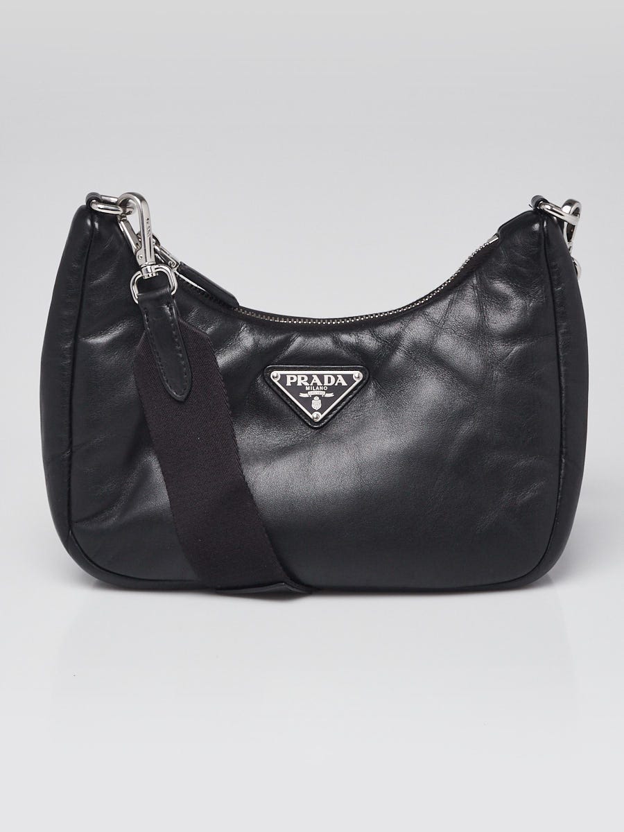Prada Black Lambskin Leather 2005 Re-Edition Shoulder Bag 1BH204