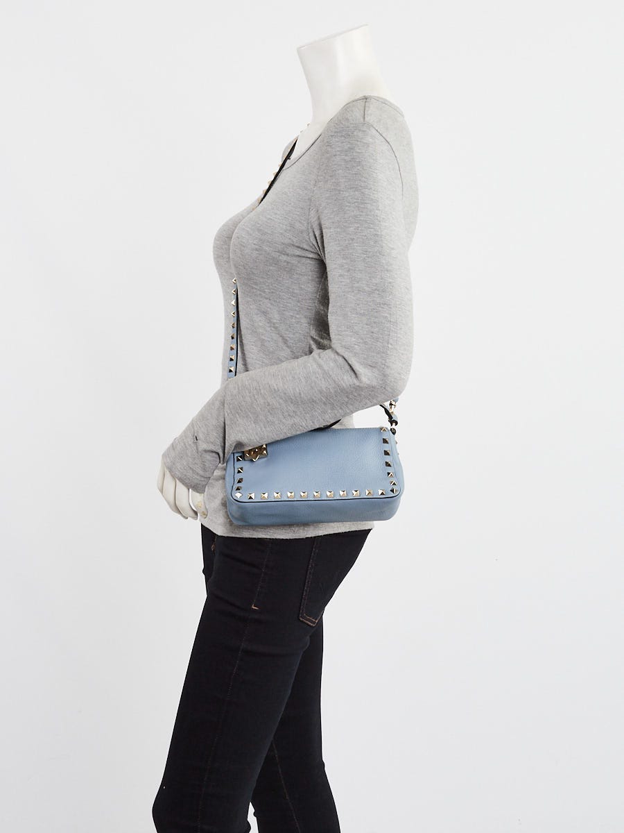 Valentino Niagra Pebbled Leather Small Rockstud Flip Lock Shoulder Bag