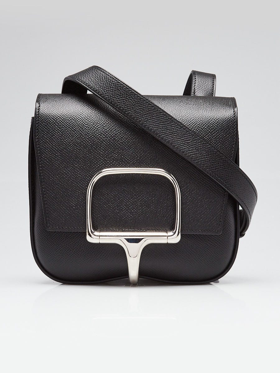 Hermes Black Epsom Leather Palladium Plated Mini Della Cavalleria Bag