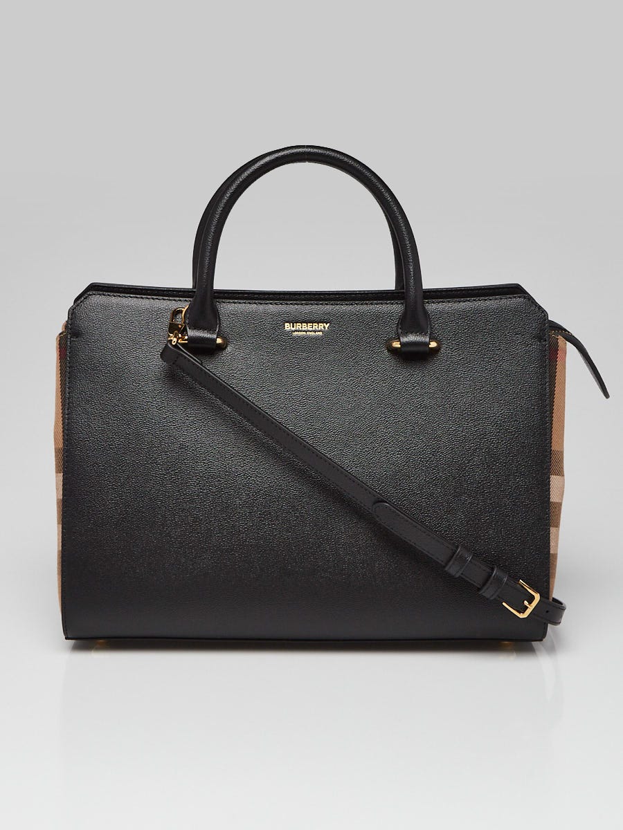 Burberry Black Leather Vintage Check Small Banwell Bag