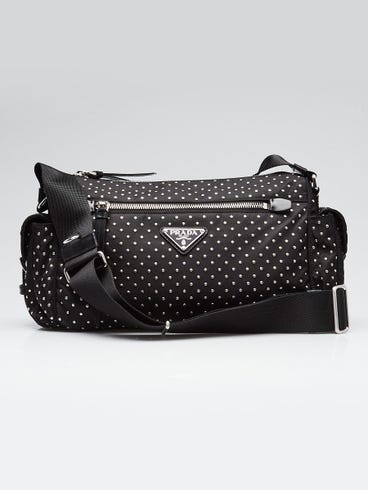 Prada Black Re-Nylon Studded Crossbody Bag