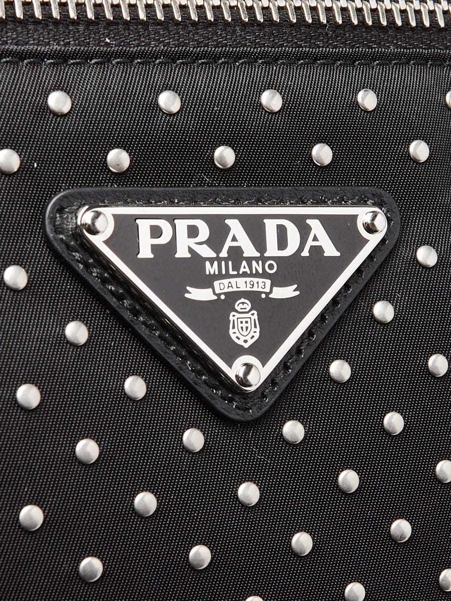 Prada Black Re-Nylon Studded Crossbody Bag | Yoogi's Closet