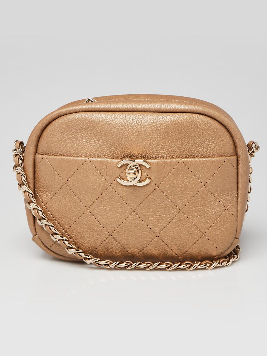 Chanel Beige Quilted Goatskin Leather Small Casual Trip Camera