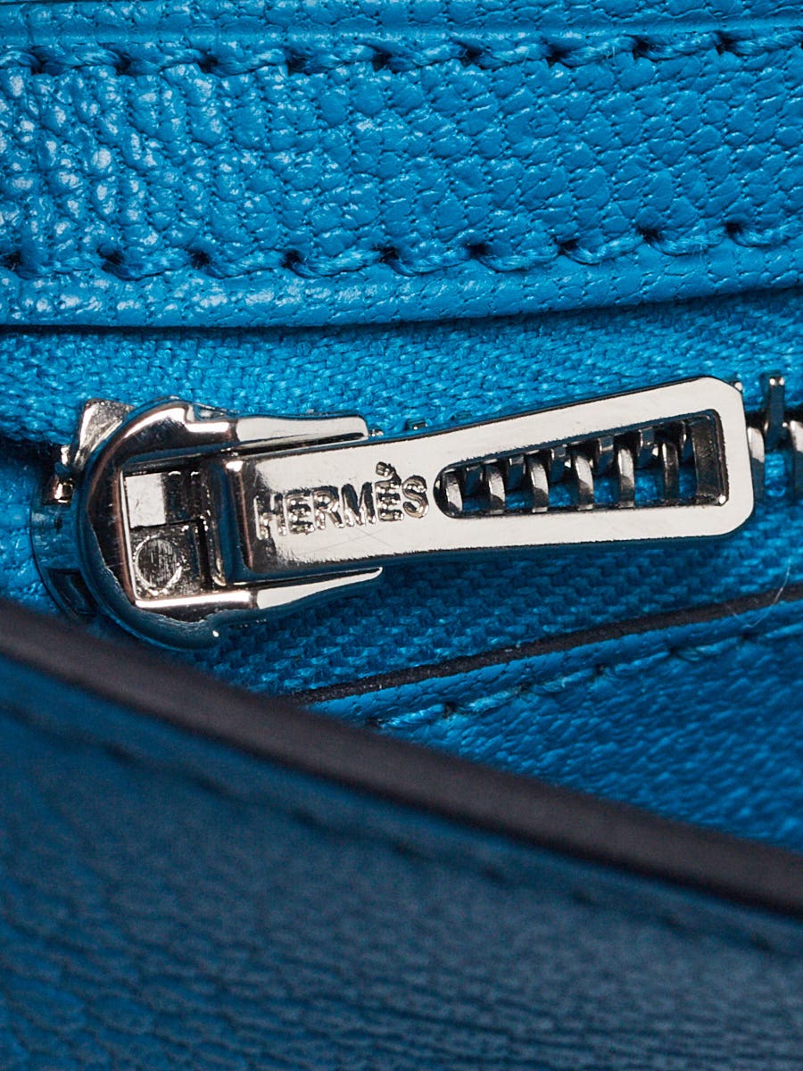 Hermes Bleu Zanzibar Chevre Mysore Leather Palladium Plated Chaine