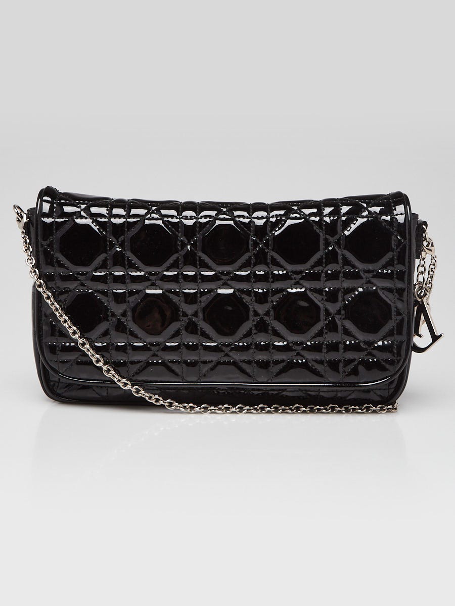 ChristianDiorバッグ Christian Dior Black Cannage Quilted Patent Leather Lady