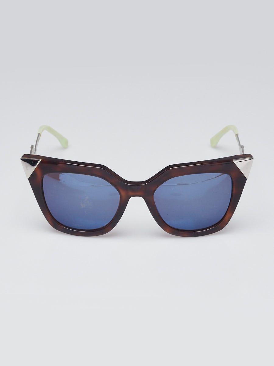 Fendi Light Green Tortoise Shell Acetate Iridia Cat Eye Sunglasses