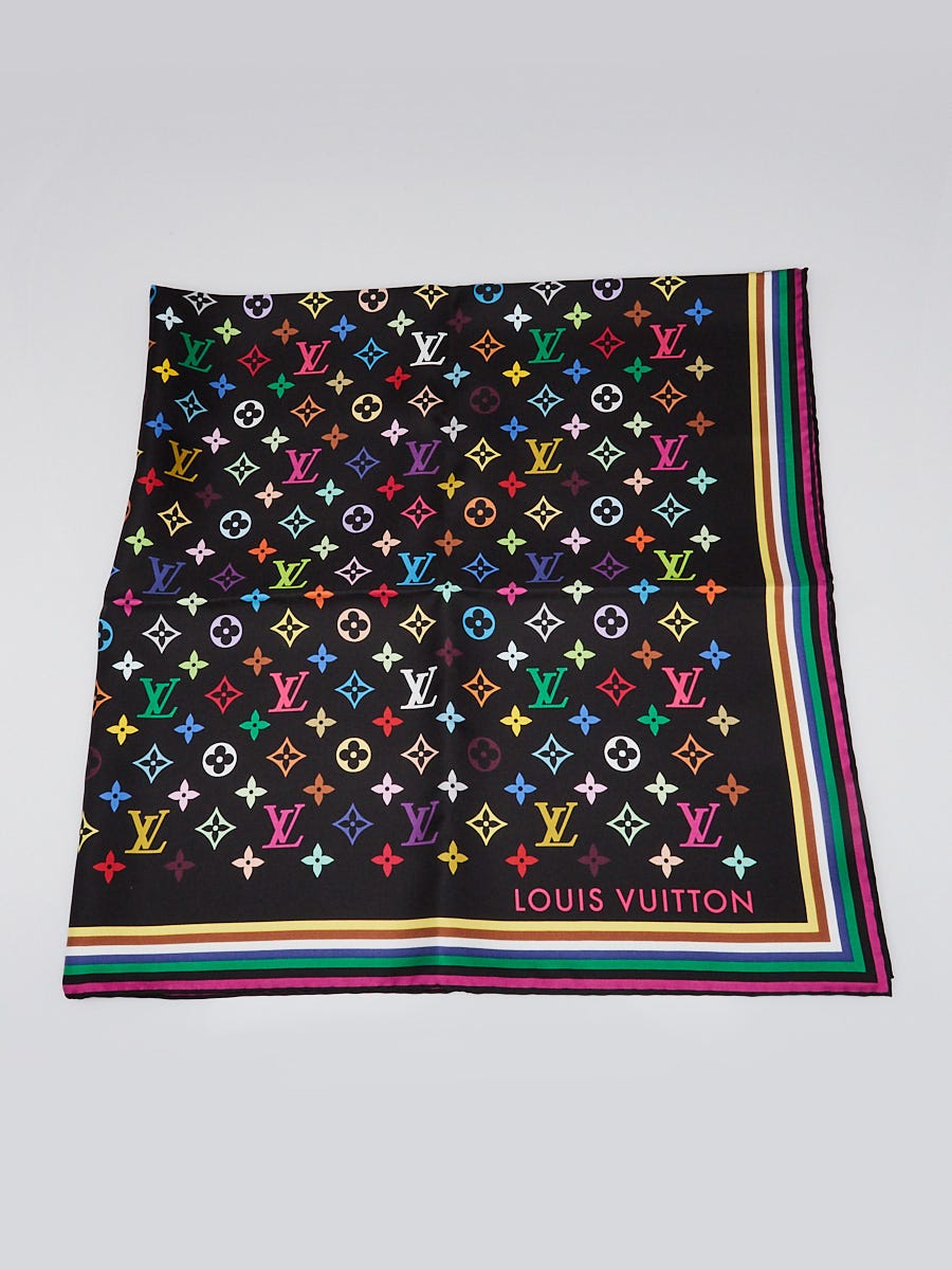 Louis Vuitton x TM Black Monogram Multicolore Silk Square