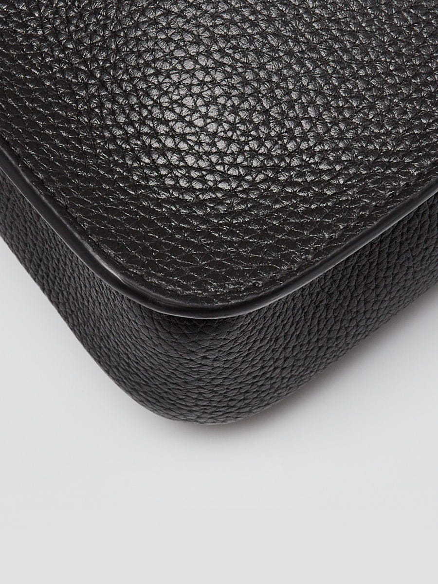 Gucci Black Pebbled Leather Web Medium Business Document Pouch