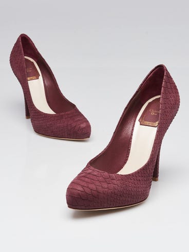 Christian Dior Bordeaux Matte Snakeskin Miss Dior Pumps Size 6/36.5
