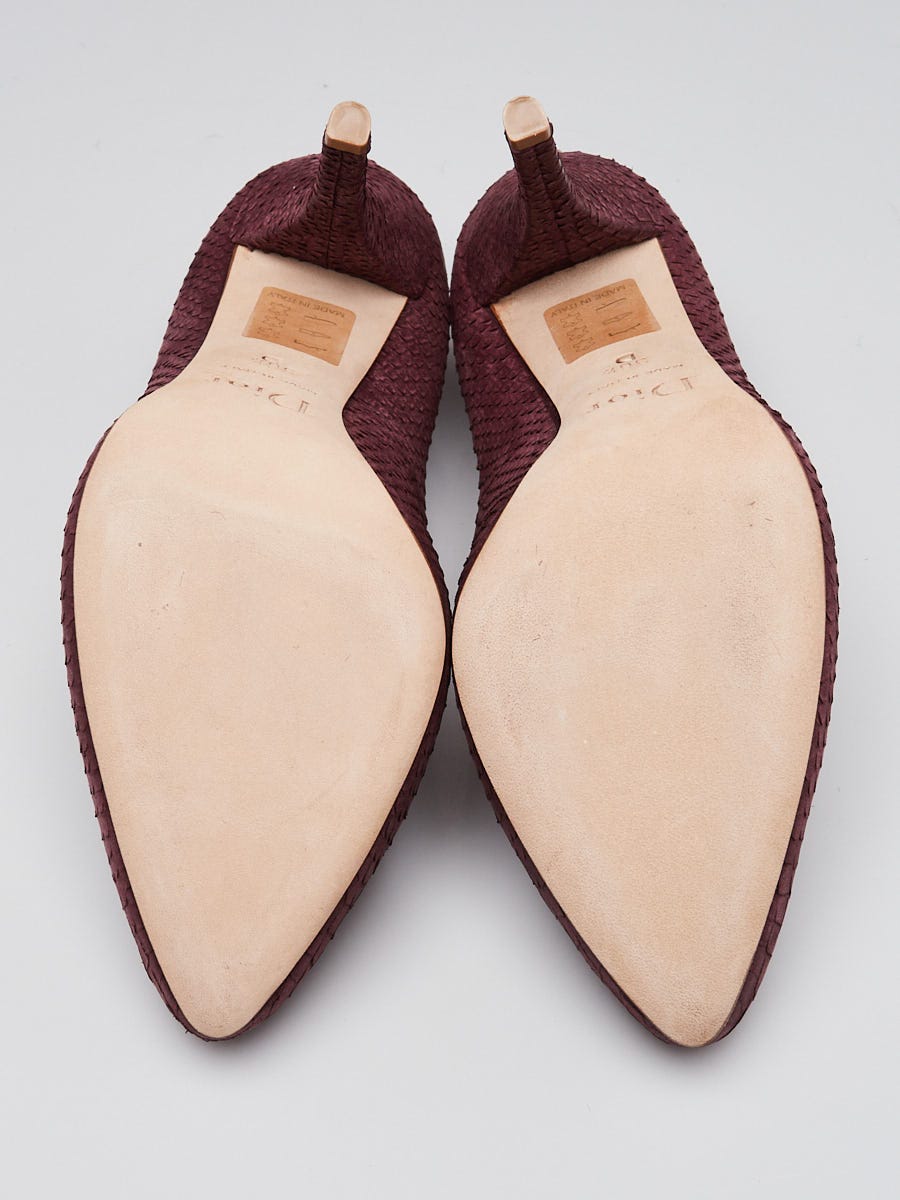 Christian Dior Bordeaux Matte Snakeskin Miss Dior Pumps Size 6/36.5