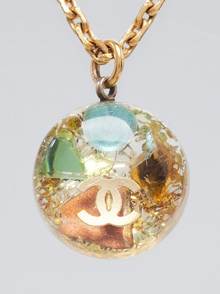 Chanel Gold Metal Transparent Resin CC Pendant Necklace | Yoogi's Closet