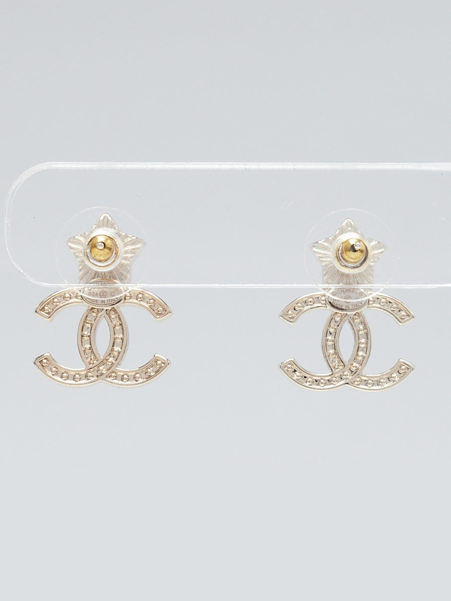 CHANEL ストラップ Chanel Gold Metal Pearl Crystal CC Star Drop Earrings