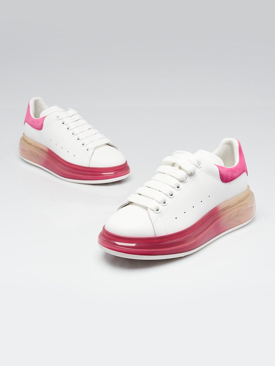 スニーカー MCQUEEN WHITE AND PINK LEATHER SNEAKERS Alexander McQueen White/Pink Leather Oversized Sneakers Size