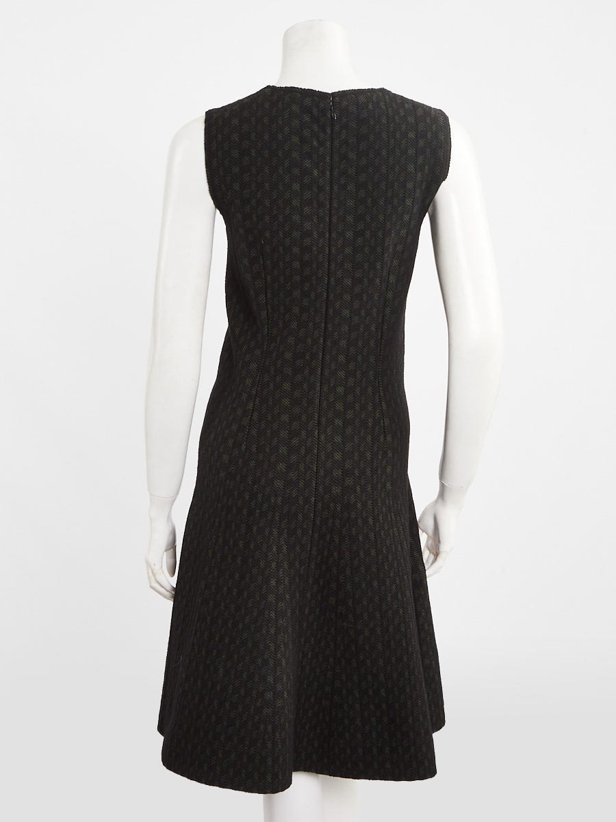 Prada Black/Muschio Wool Sleeveless Dress Size 6/40