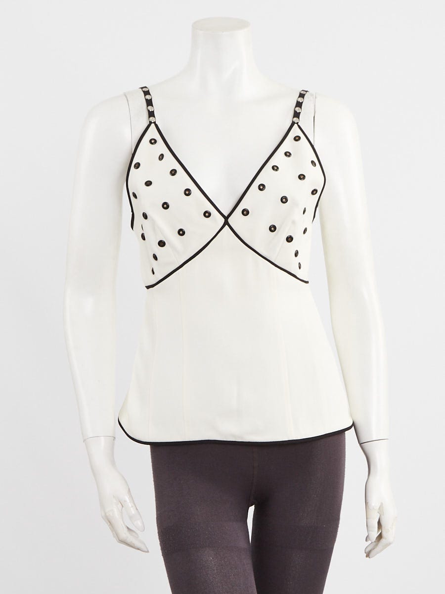 Balenciaga White Rayon Grommet Sleeveless Top Size 8/40