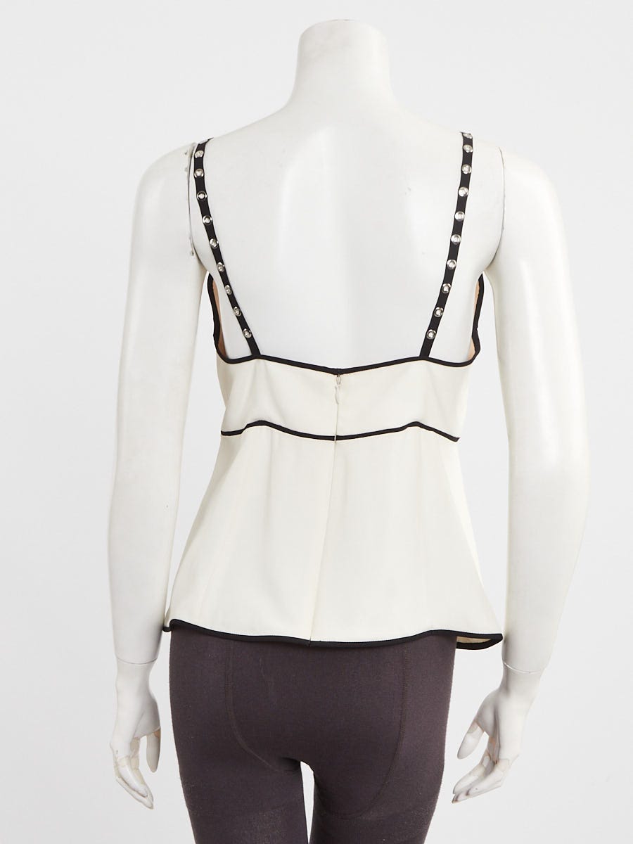 Balenciaga White Rayon Grommet Sleeveless Top Size 8/40