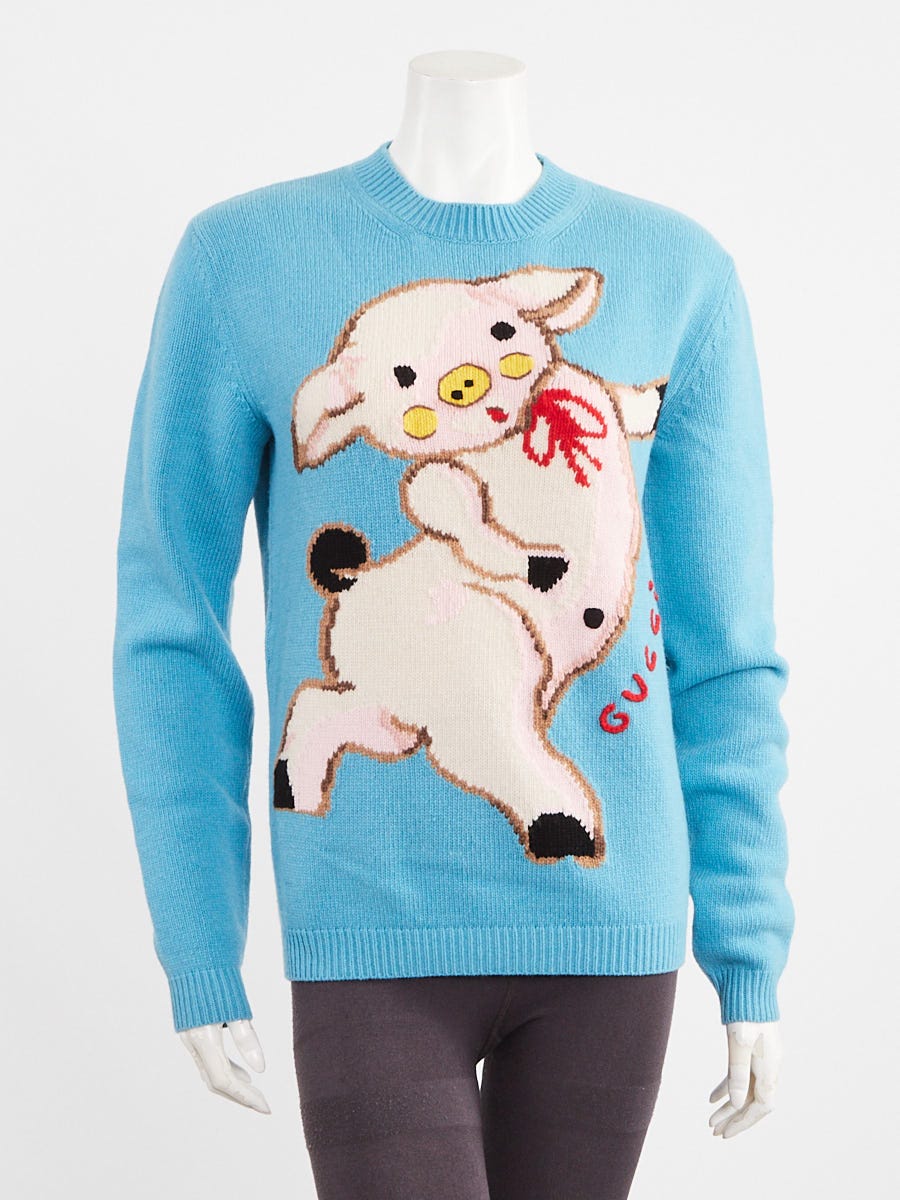 Gucci Blue Wool Pig Sweater Size XS | Yoogi's Closet