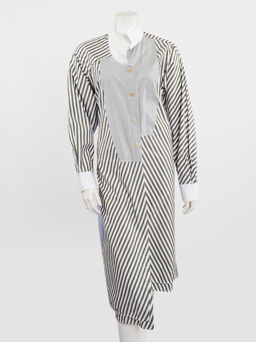 Loewe Blue/Green Striped Cotton T-Shirt Dress Size 2/36