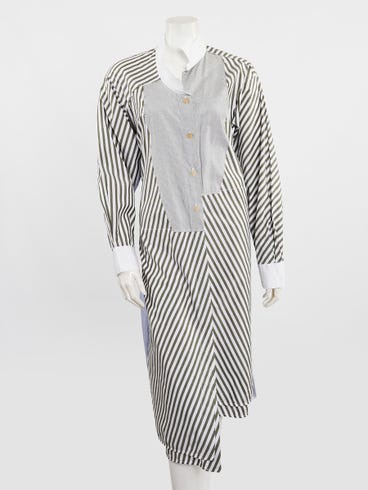 Loewe Blue/Green Striped Cotton T-Shirt Dress Size 2/36