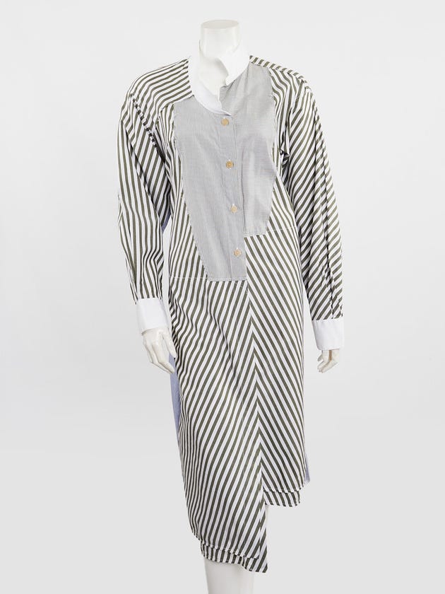 Loewe Blue/Green Striped Cotton T-Shirt Dress Size 2/36