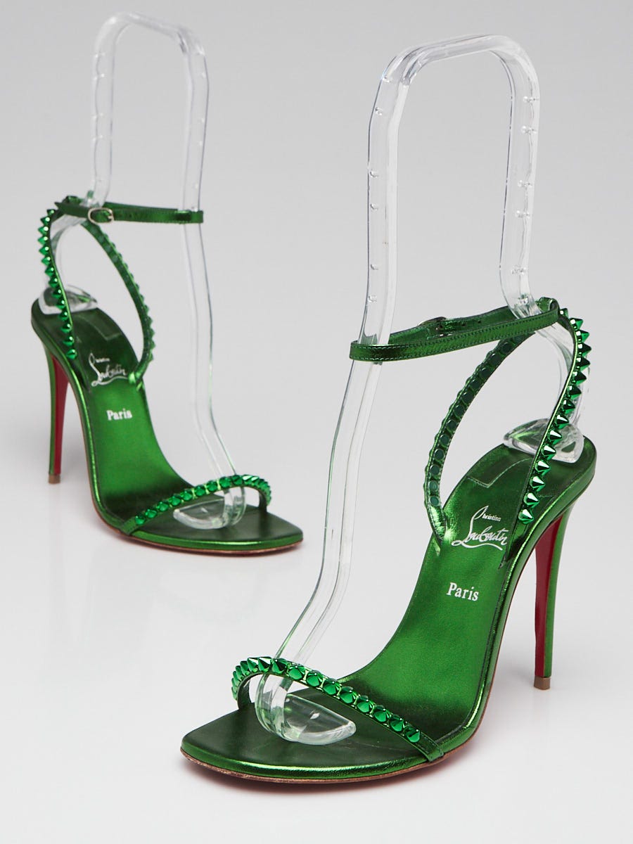 Christian Louboutin Spinach Metallic Leather Studded So Me 100
