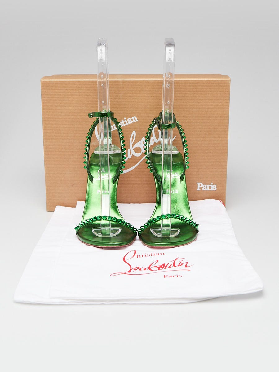 Christian Louboutin Spinach Metallic Leather Studded So Me 100