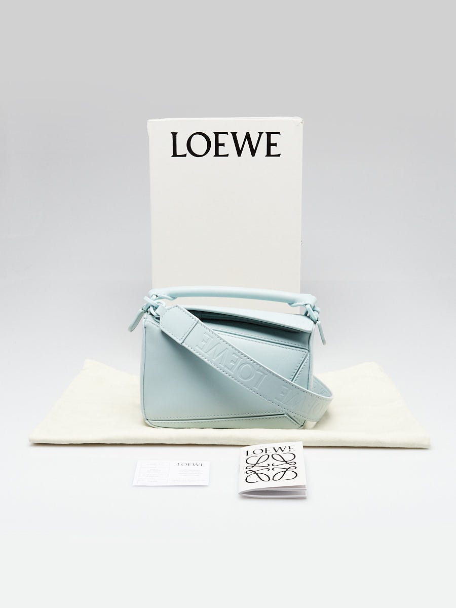 Loewe Aquamarine Satin Calfskin Leather Mini Puzzle Bag | Yoogi's