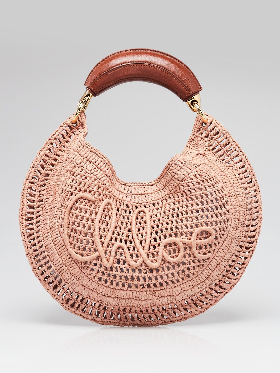 Chloe Summery Beige Raffia Summer Banana Hobo Bag | Yoogi's