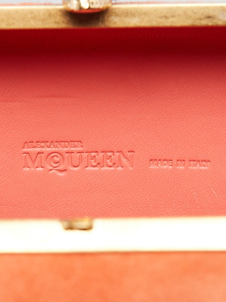 Alexander McQueen Orange Suede Skull Box Clutch Bag | Yoogi's Closet