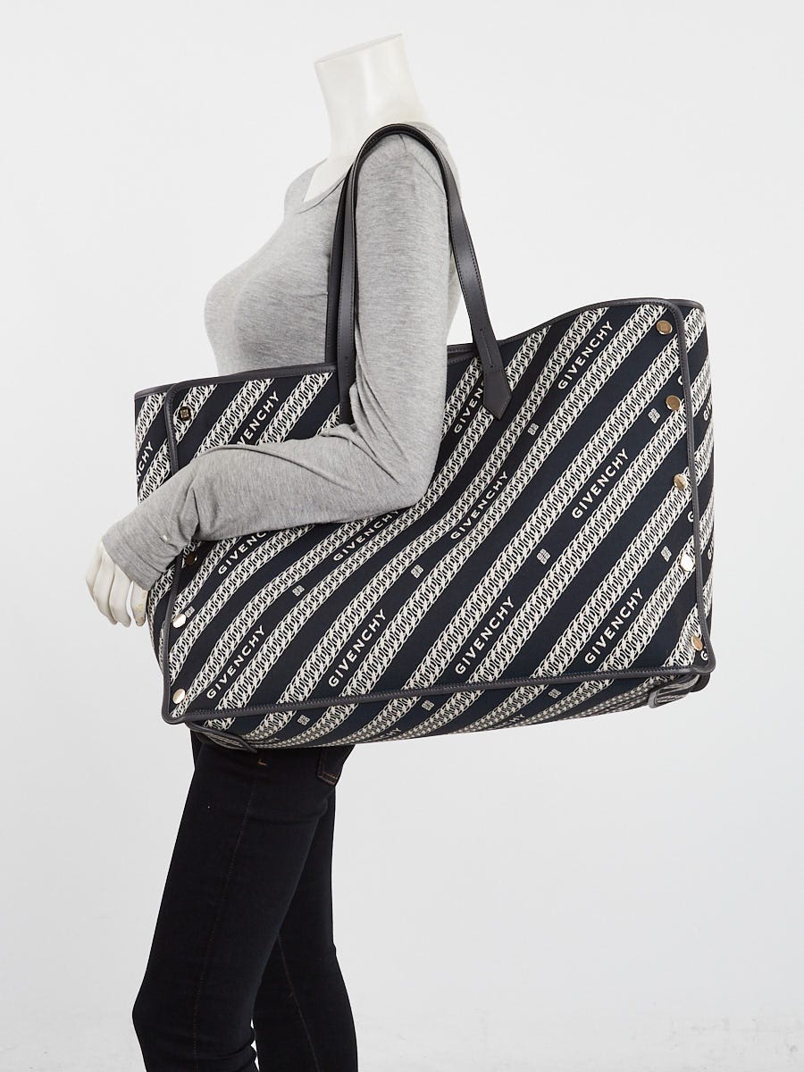 Givenchy Blue Jacquard Canvas Medium Bond Chain Tote Bag