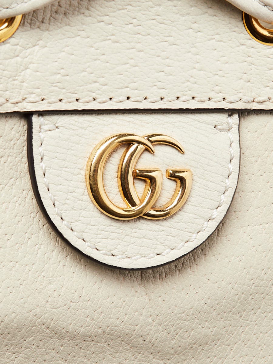 Gucci White Leather Small Ophidia Bucket Bag | Yoogi's Closet