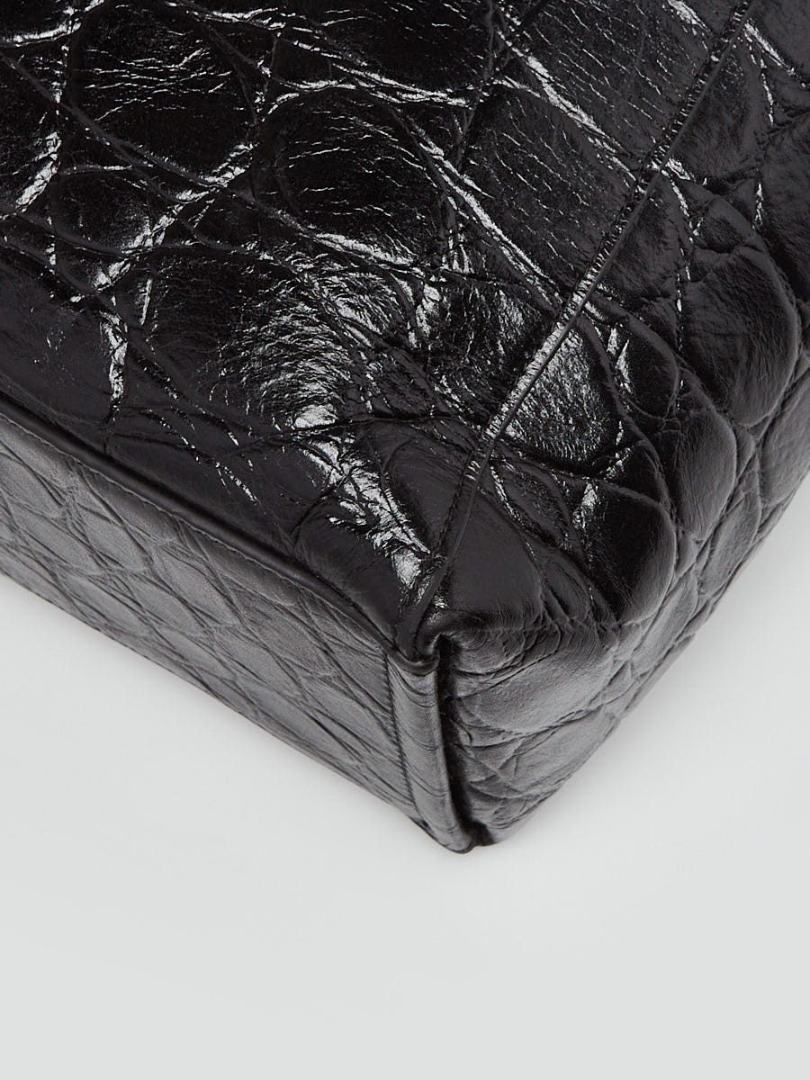 Yu0417　黒38 Givenchy Black Croc Embossed Leather Medium Voyou Tote Bag