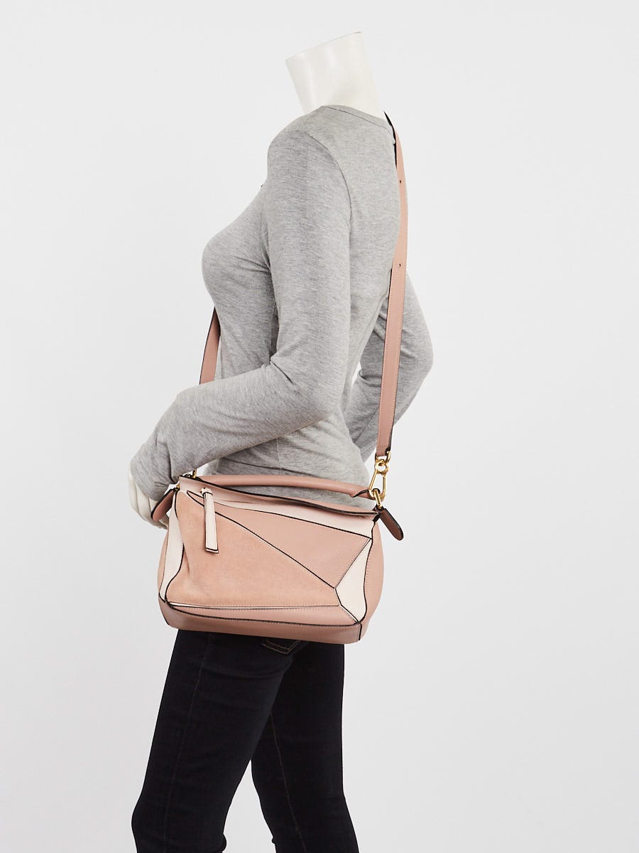 Loewe Pink Calfskin Leather/Suede Small Puzzle Bag | Yoogi's Closet
